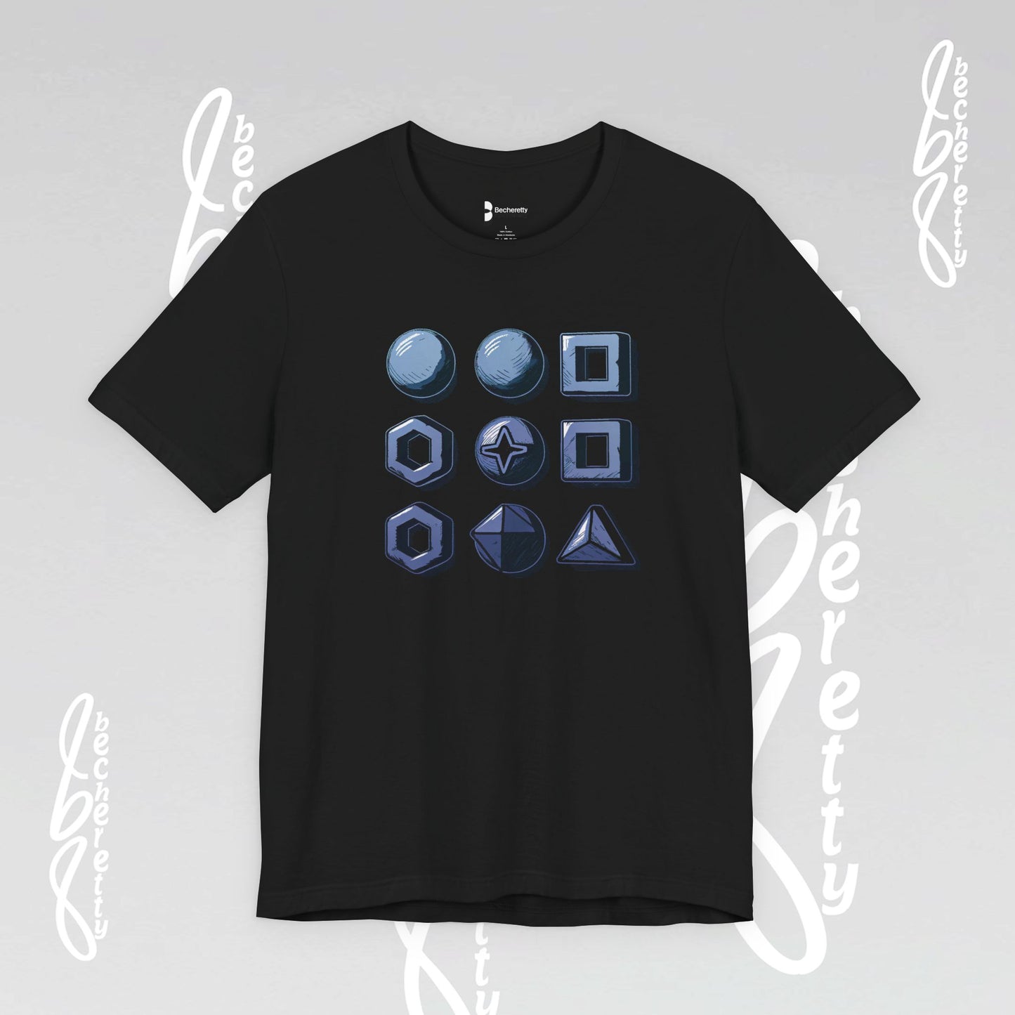 Graphic "Abstract Geometrics" T-Shirt Becheretty - Short Sleeve - Art Minimalist - Casual Wear