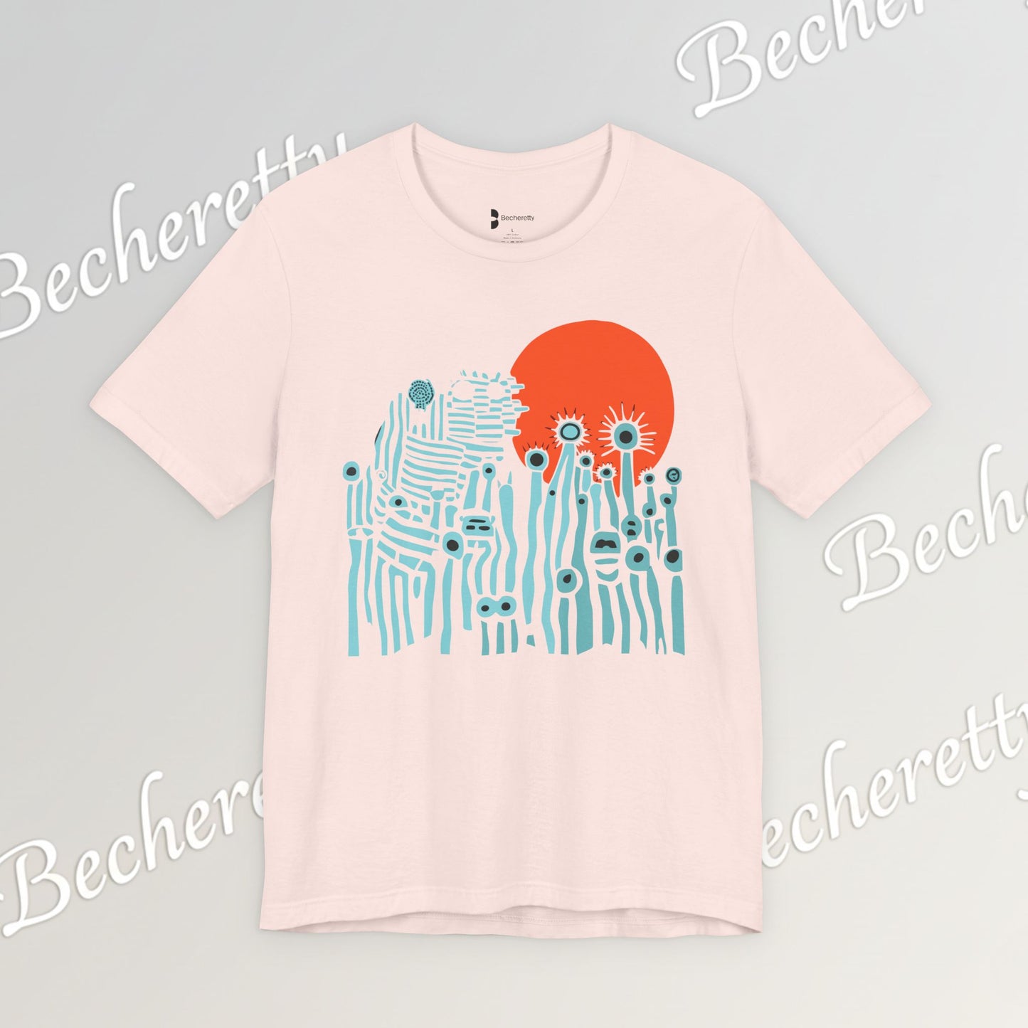 Sunset Wildflowers T-Shirt — Minimal Floral Graphic Tee - Playful statement - Wearable Art