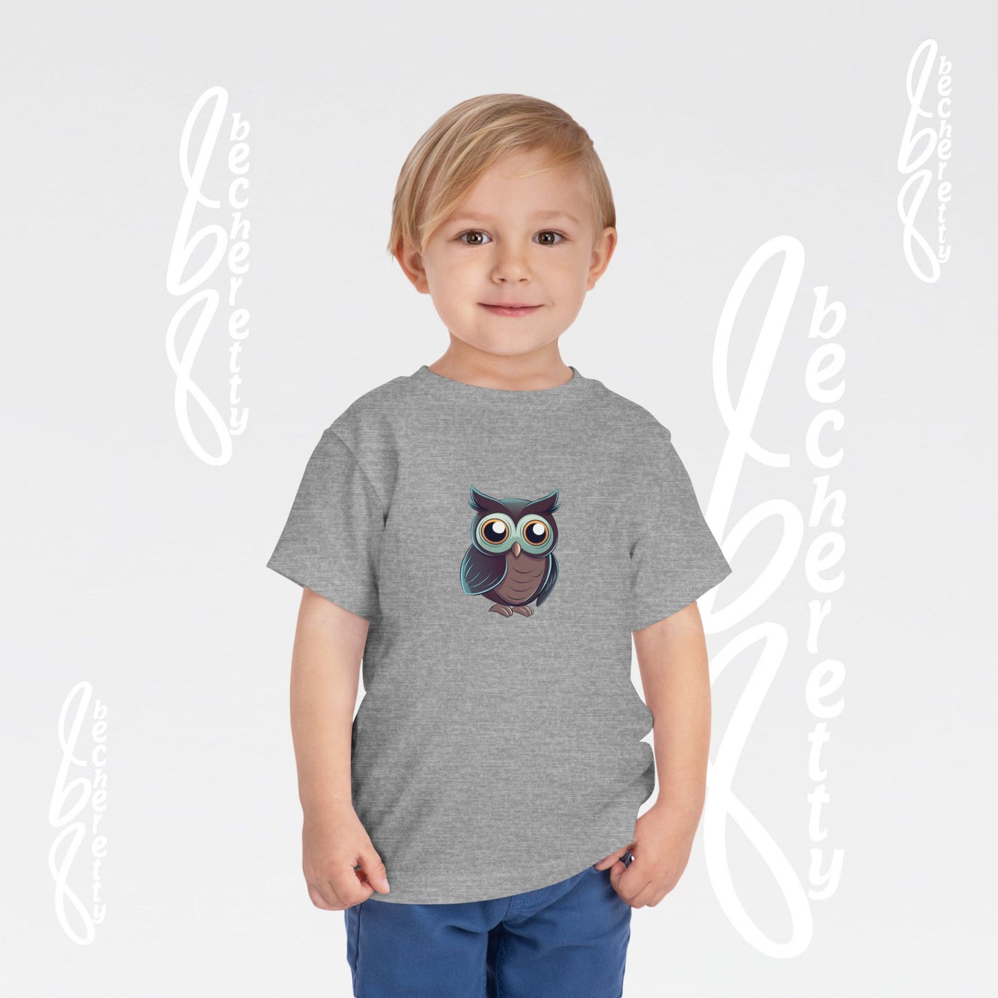 Owl Toddler Tee - Cute & Comfortable Short Sleeve Shirt for Kids - Art Graphic Becheretty
