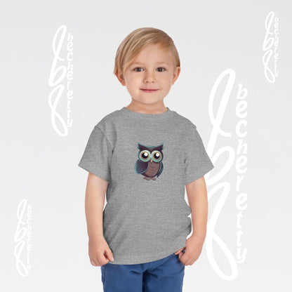 Owl Toddler Tee - Cute & Comfortable Short Sleeve Shirt for Kids - Art Graphic Becheretty
