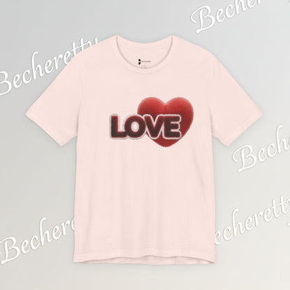 "LOVE" Plush Covered in Fur Graphic Tee - Art Minimalist Becheretty - Valentine T-Shirt - Casual Wear