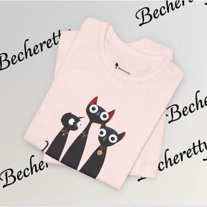 T-Shirt "Three Stylized Black Cats" | Cute Minimal Graphic Becheretty - Modern, artful touch