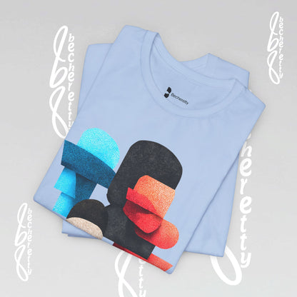 Abstract Face Graphic Tee - Colorful Design Becheretty - Silent Dialogue - Casual Wear