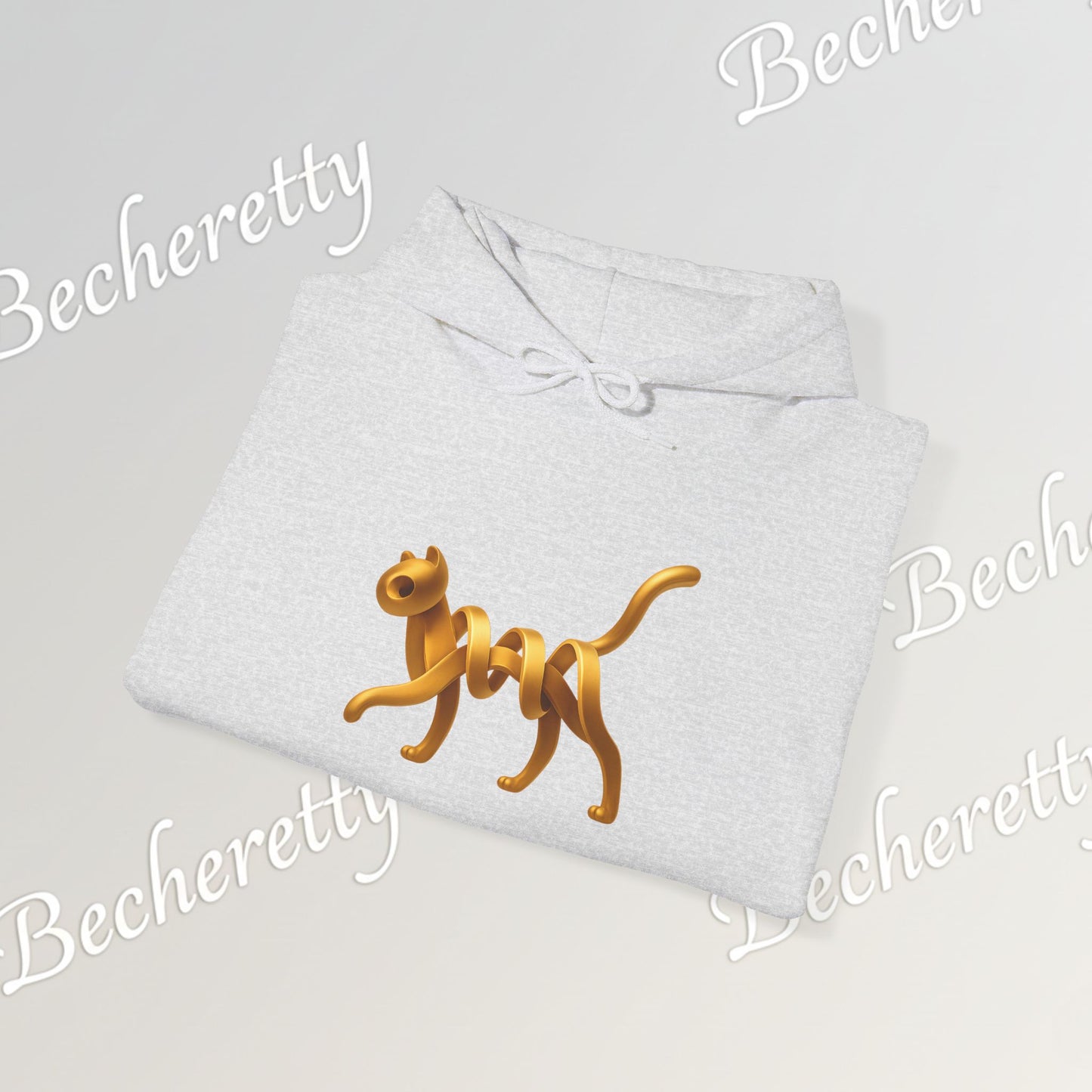 Golden Cat. Minimalist Graphic Hoodie Becheretty - Modern, and Effortlessly Etylish - Perfect for everyday wear with an artistic edge.