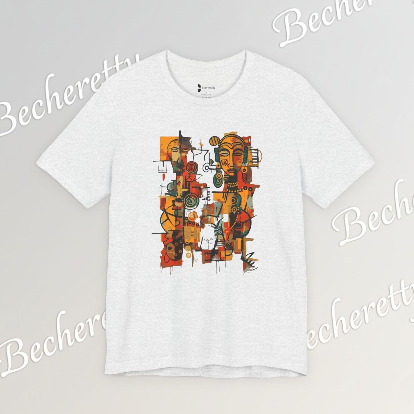 African Art T-Shirt "Ancestral Echoes" Graphic Becheretty - Abstract style - Ethno-Contemporary Fashion