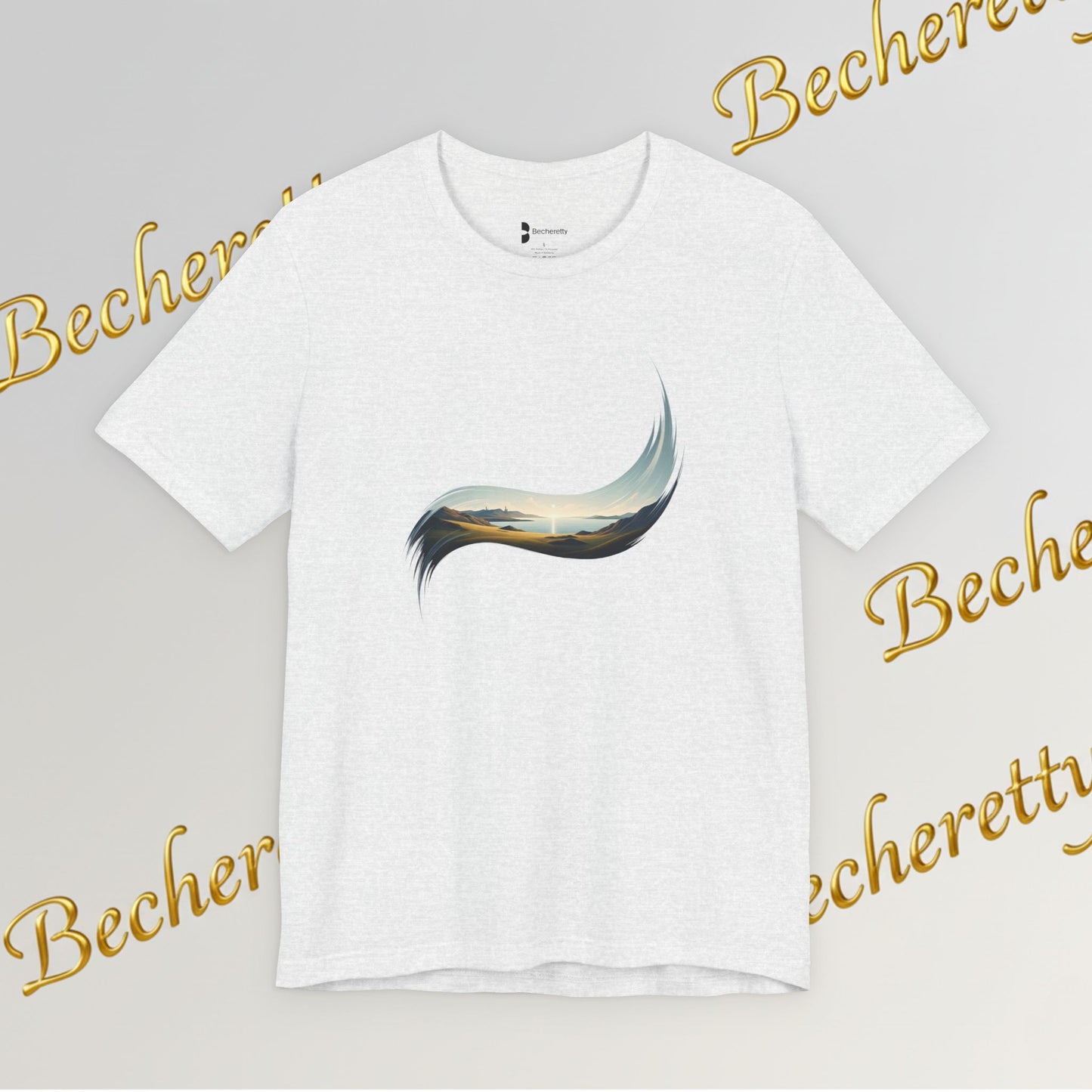 Abstract Wave Tee — Minimal Coastal Brushstroke T-Shirt Becheretty - Ideal Gift - Original Design