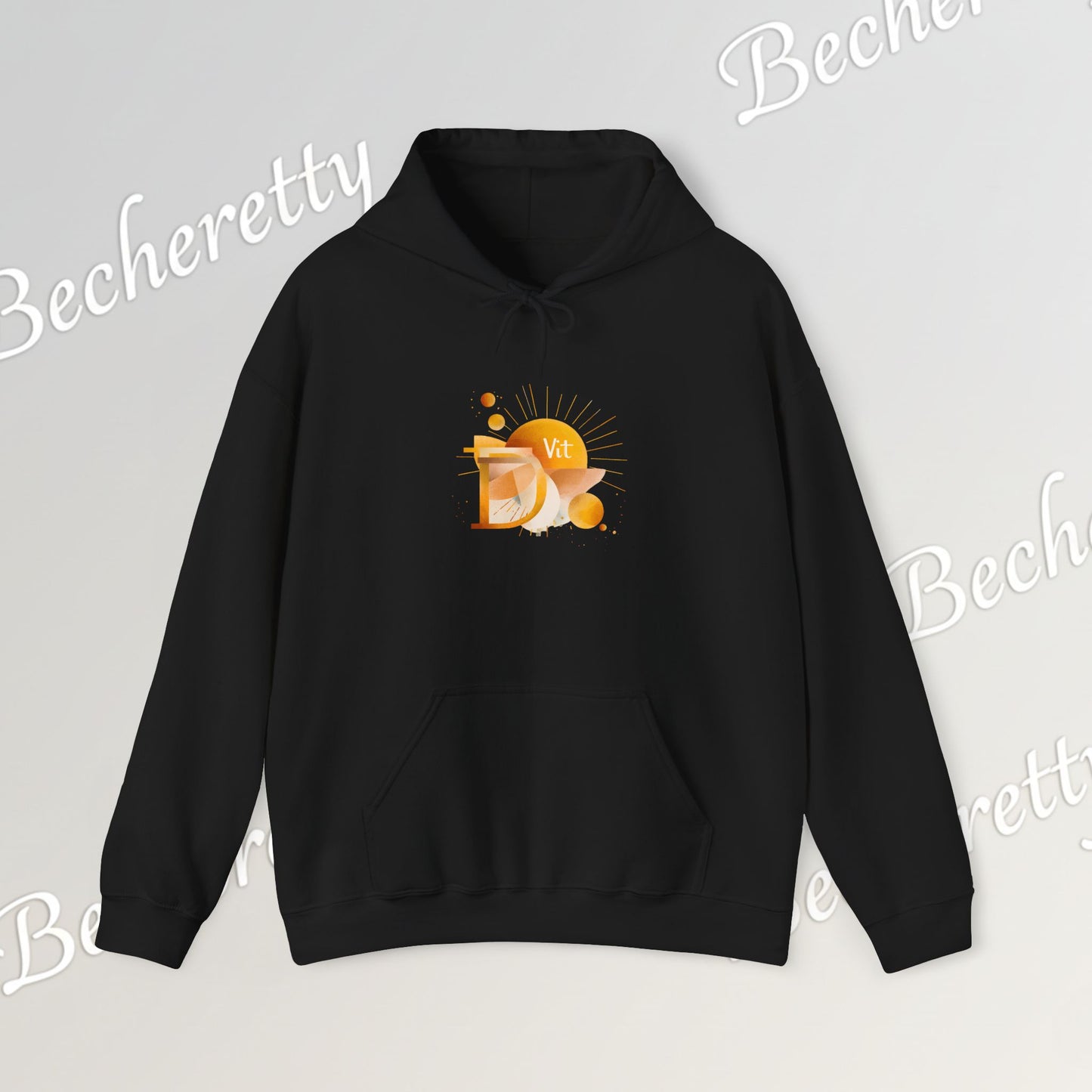 "Vit D" Graphic Hoodie - Art Minimalist Becheretty - Embrace the sunshine wherever you go, casual wear