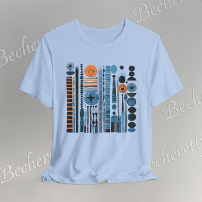 Modern Geometry Tee  "Urban Totems" Art Graphic Becheretty - Timeless, versatile, and unmistakably modern.