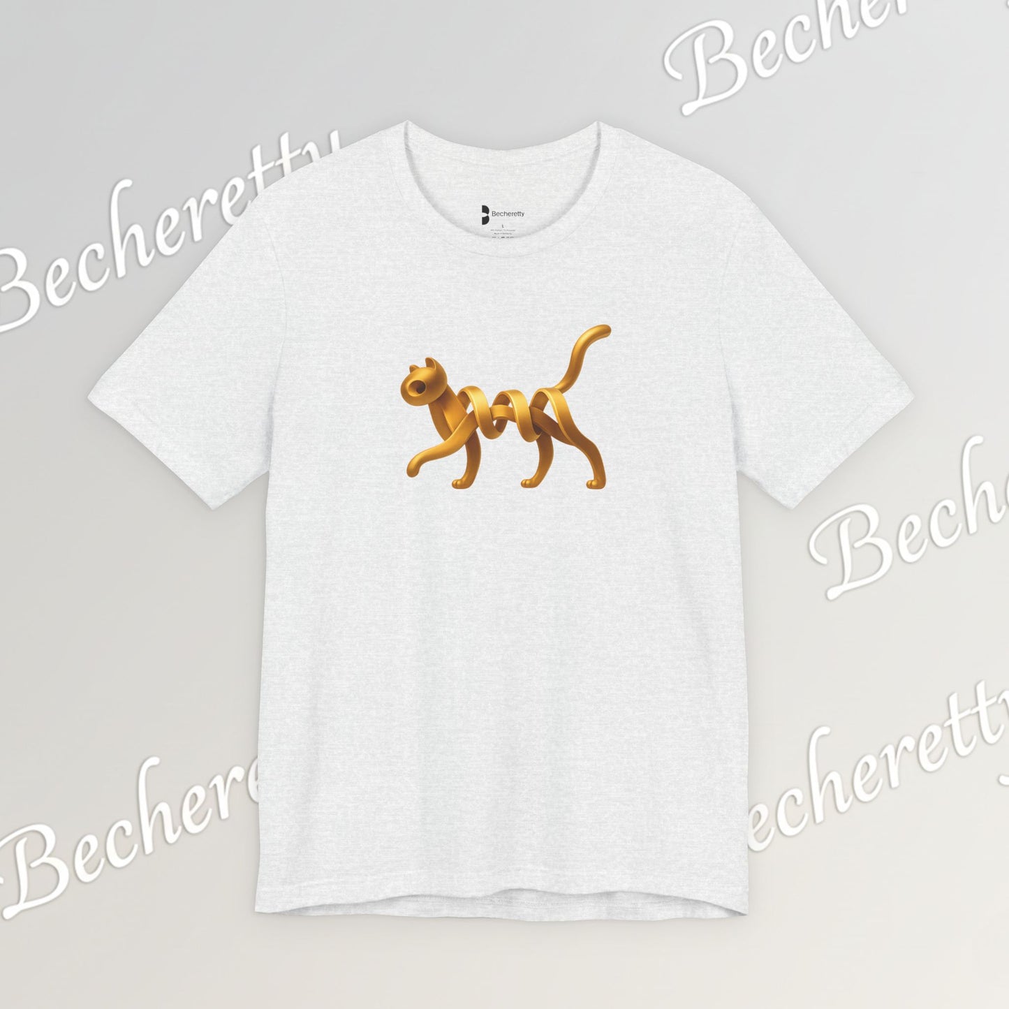 Golden Cat. Minimalist Graphic Becheretty -  Modern, and Effortlessly Etylish - Perfect for everyday wear with an artistic edge.