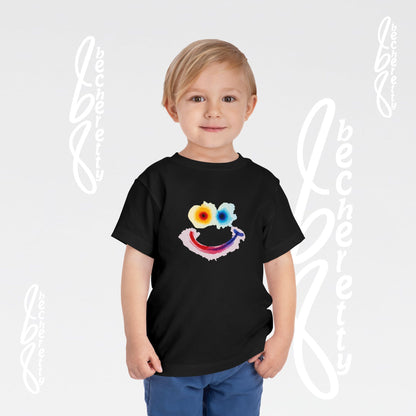 Toddler T-shirt - Colorful Watercolor Smiley Face - Art Graphic Minimalist Becheretty