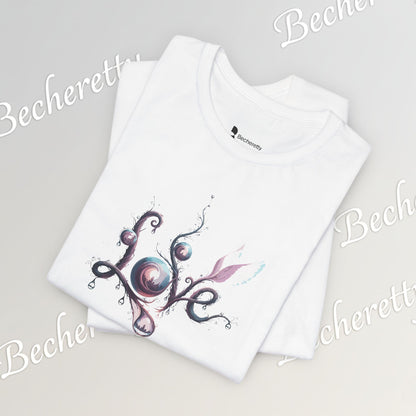 Love Script Tee - Romantic Floral Typography T-Shirt - Art Graphic Becheretty - Ideal gift for your loved one