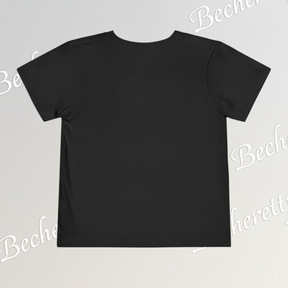 Adorable "Becheretty" Pink Bow Kitten Toddler Tee – Cute Gray Cat & Hearts Graphic T-Shirt for Girls