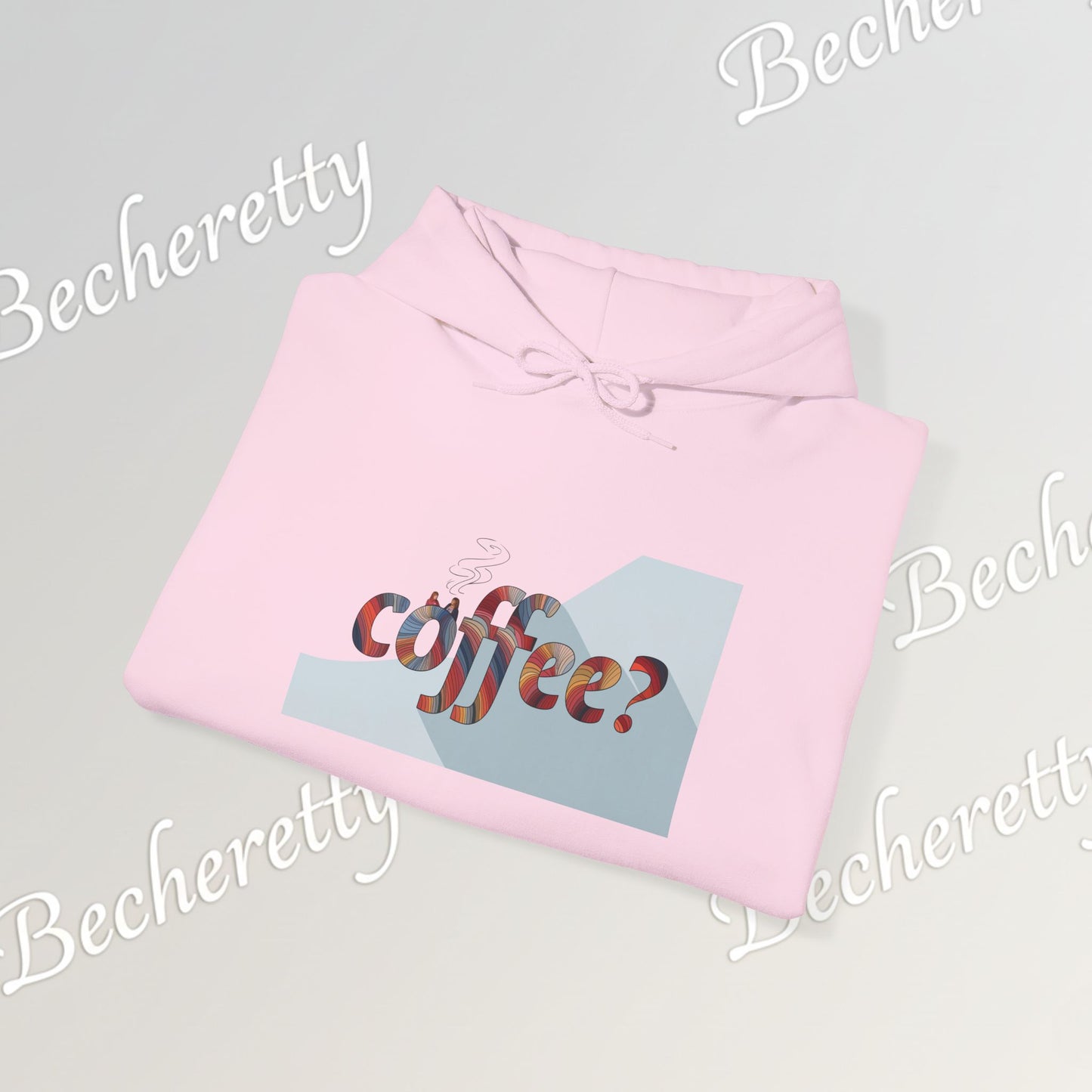 Coffee? "Cozy Questions" Patterned Coffee Hoodie - Art Minimalist Becheretty - Coffee Lover Sweatshirt