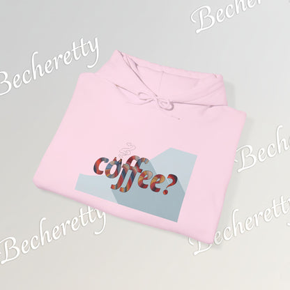 Coffee? "Cozy Questions" Patterned Coffee Hoodie - Art Minimalist Becheretty - Coffee Lover Sweatshirt