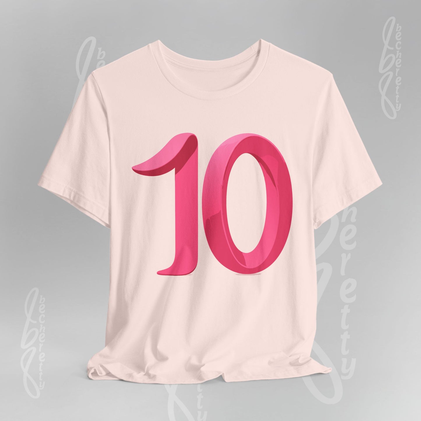 Pink Number 10 - Graphic Tee - Becheretty Minimalist Style - Everyday Comfort - Ideal Gift for Sports Lovers