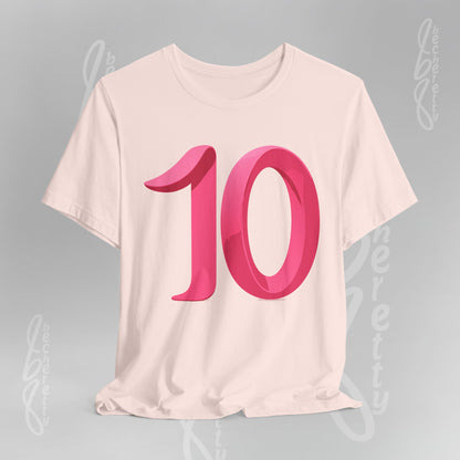 Pink Number 10 - Graphic Tee - Becheretty Minimalist Style - Everyday Comfort - Ideal Gift for Sports Lovers