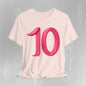 Pink Number 10 - Graphic Tee - Becheretty Minimalist Style - Everyday Comfort - Ideal Gift for Sports Lovers