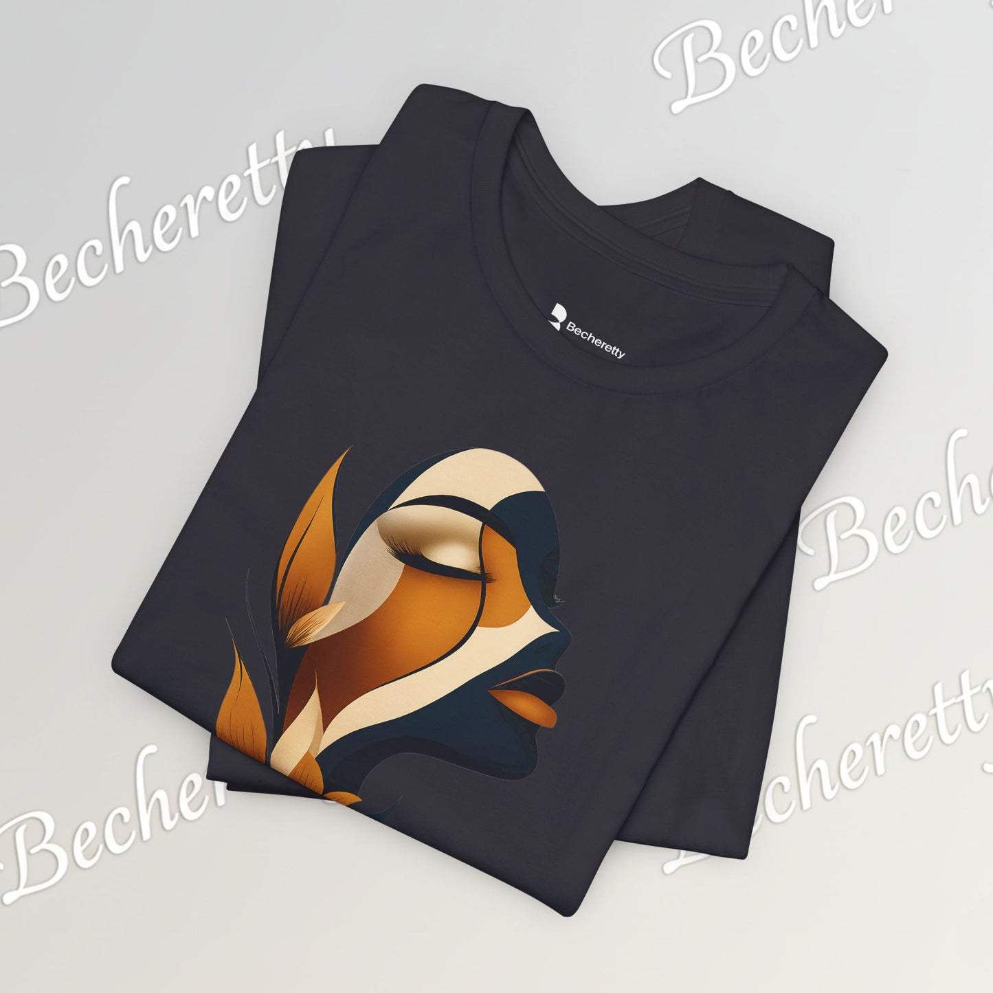 "Golden Profile" Abstract Graphic T‑Shirt – Art Minimalist Becheretty - Botanical inspiration