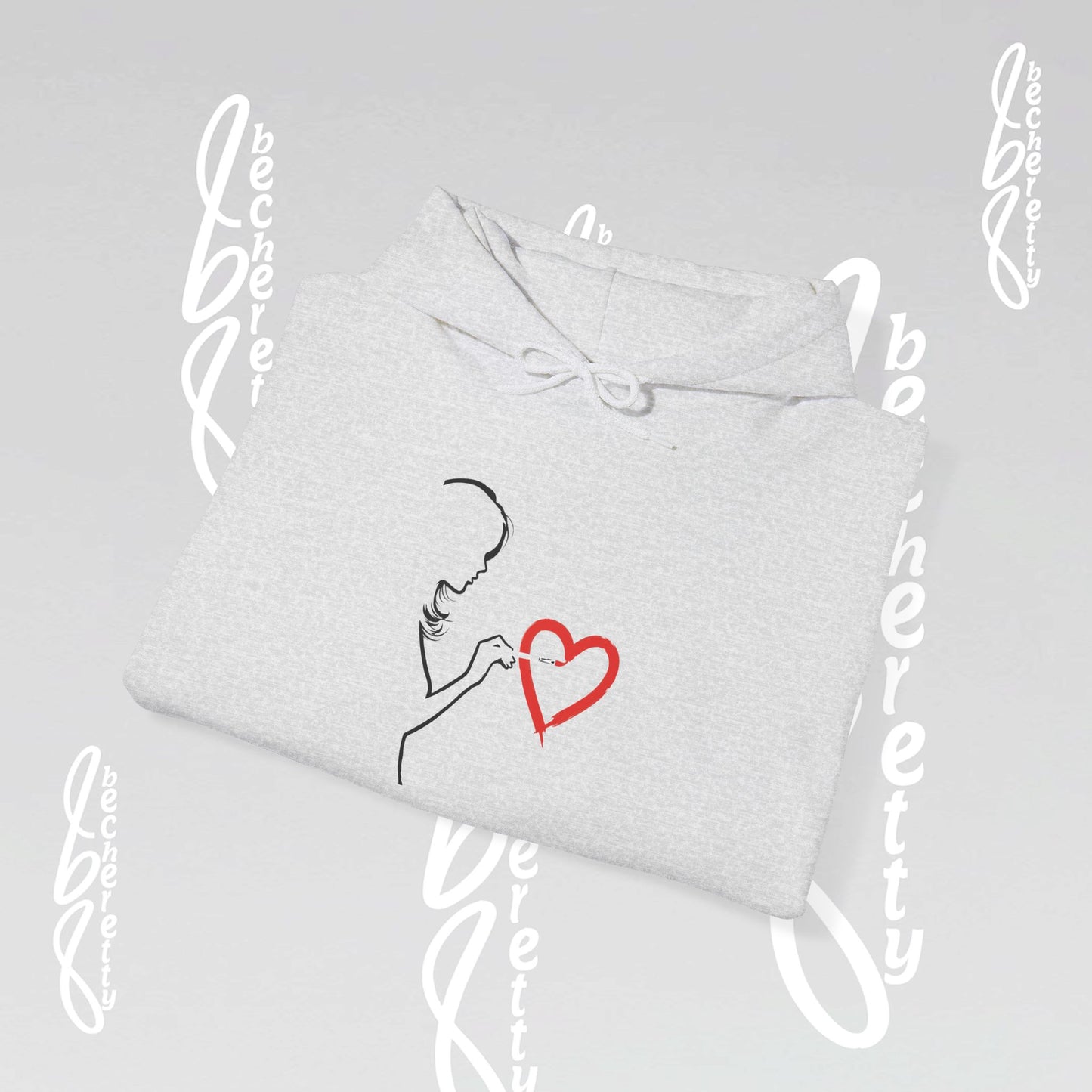 Art Minimalist Hoodie 'Painting Love' Becheretty Graphic - Quietly expressive brushstroke.