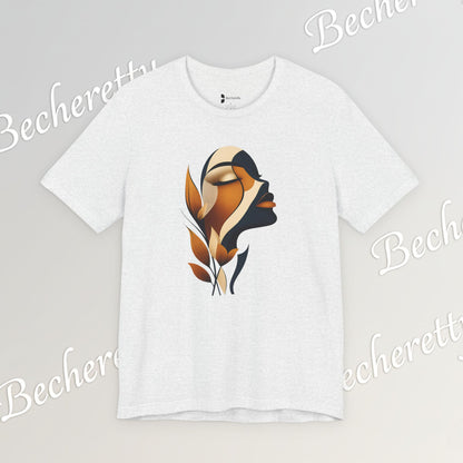 "Golden Profile" Abstract Graphic T‑Shirt – Art Minimalist Becheretty - Botanical inspiration