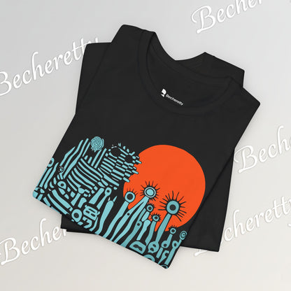 Sunset Wildflowers T-Shirt — Minimal Floral Graphic Tee - Playful statement - Wearable Art