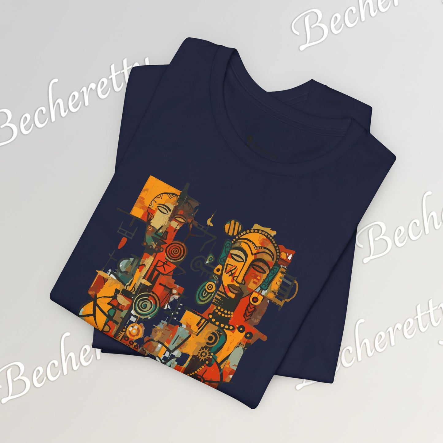 African Art T-Shirt "Ancestral Echoes" Graphic Becheretty - Abstract style - Ethno-Contemporary Fashion