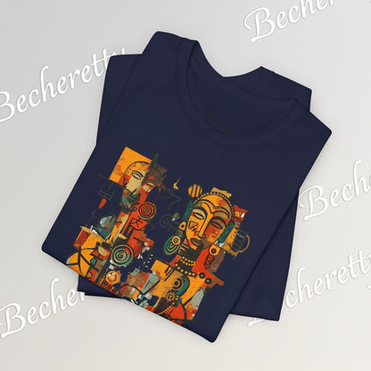 African Art T-Shirt "Ancestral Echoes" Graphic Becheretty - Abstract style - Ethno-Contemporary Fashion