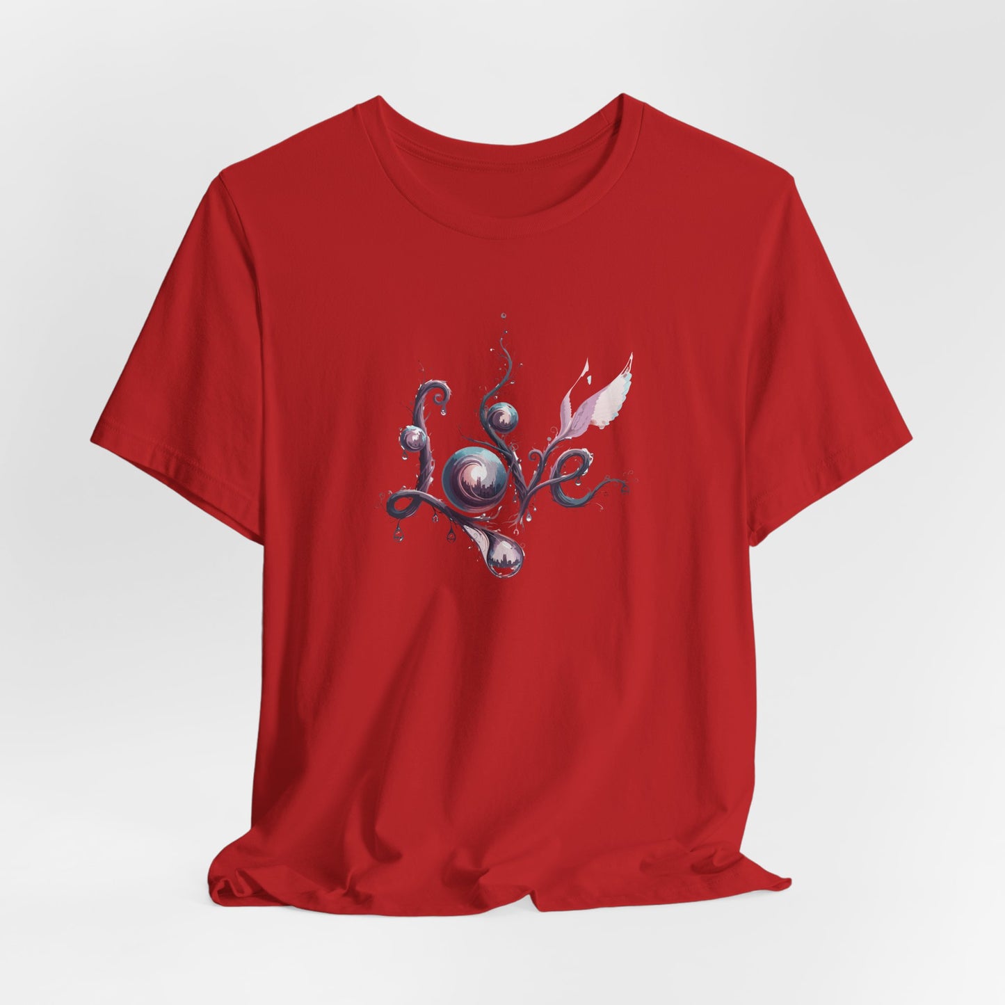 Love Script Tee - Romantic Floral Typography T-Shirt - Art Graphic Becheretty - Ideal gift for your loved one
