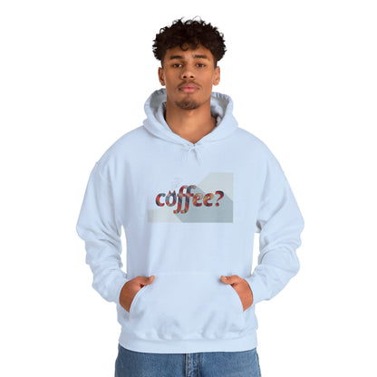 Coffee? "Cozy Questions" Patterned Coffee Hoodie - Art Minimalist Becheretty - Coffee Lover Sweatshirt