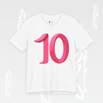 Pink Number 10 - Graphic Tee - Becheretty Minimalist Style - Everyday Comfort - Ideal Gift for Sports Lovers