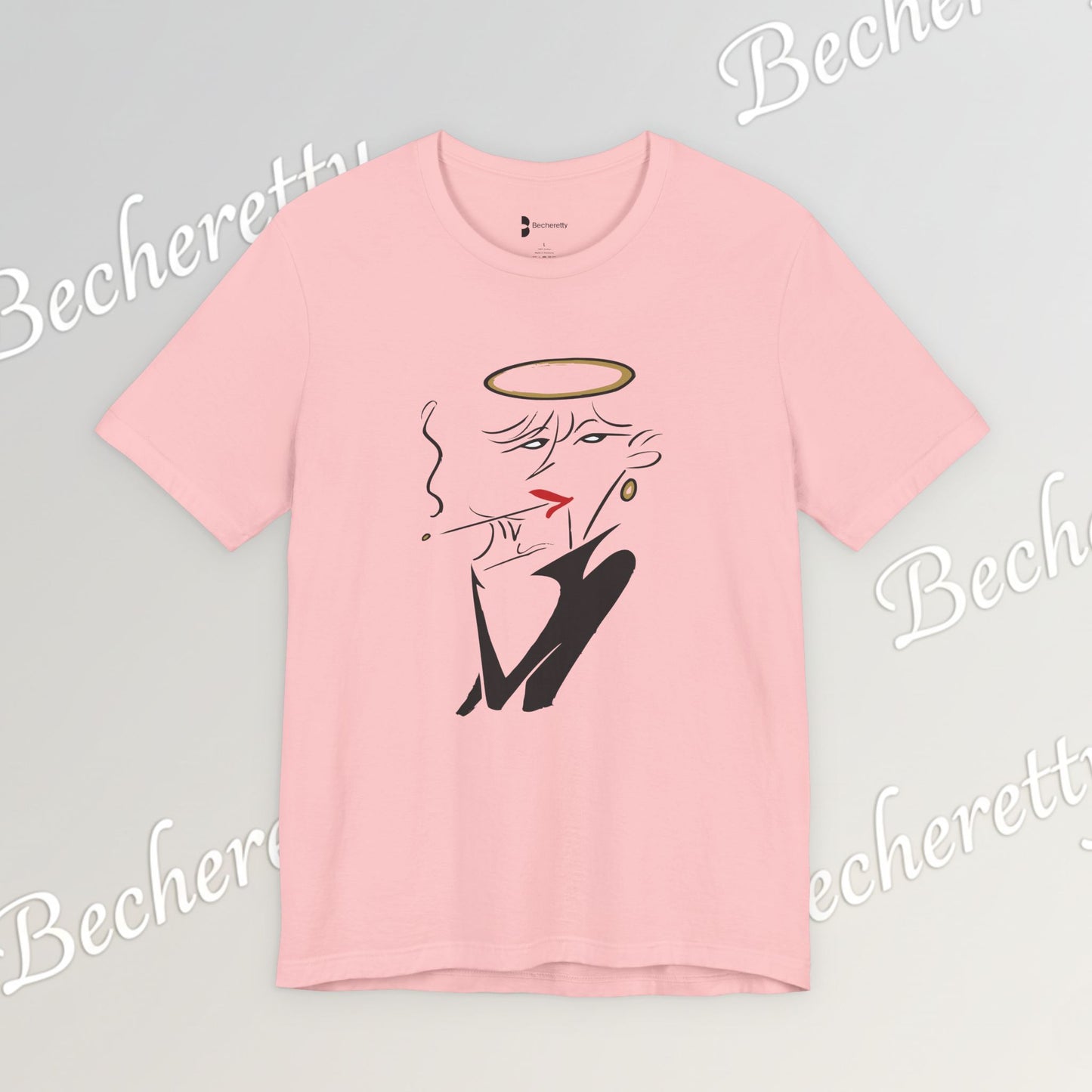 "Fallen Angel" Abstract Line Art Graphic Tee Becheretty - Channel your inner rebel with a touch of divine style