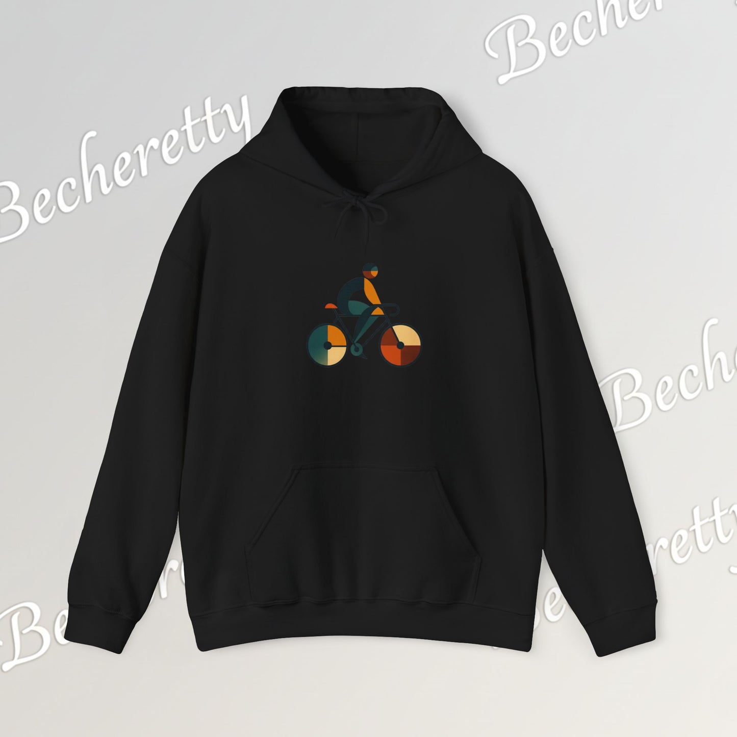 The Bauhaus Cyclist | Premium Geometric Art Hoodie Becheretty - Perfect Gift for Bike Lovers - Casual