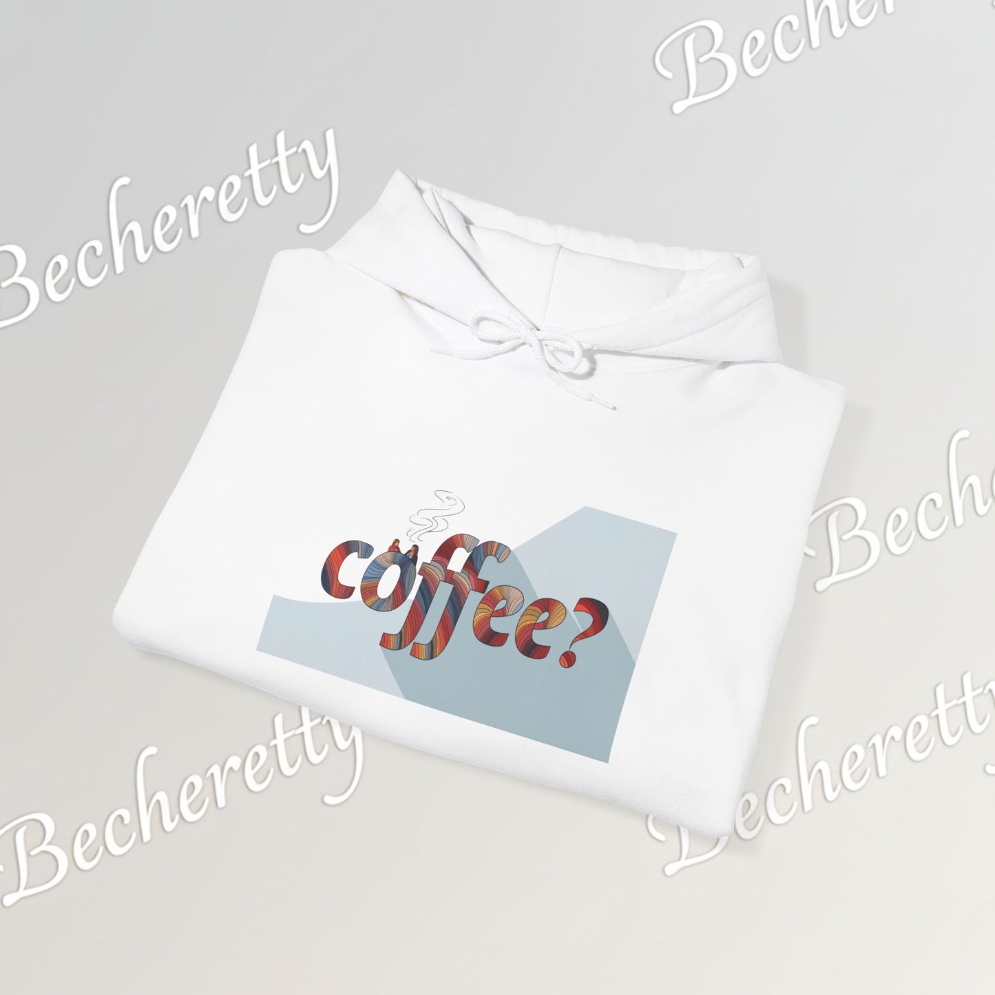 Coffee? "Cozy Questions" Patterned Coffee Hoodie - Art Minimalist Becheretty - Coffee Lover Sweatshirt