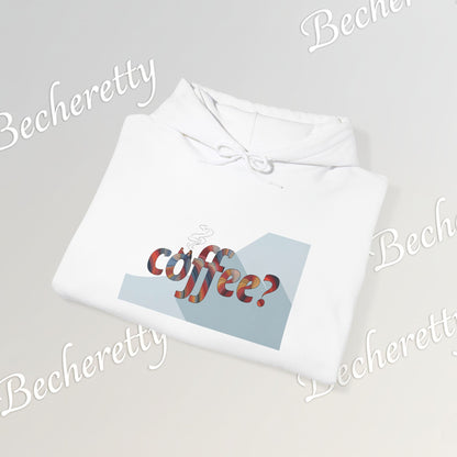 Coffee? "Cozy Questions" Patterned Coffee Hoodie - Art Minimalist Becheretty - Coffee Lover Sweatshirt