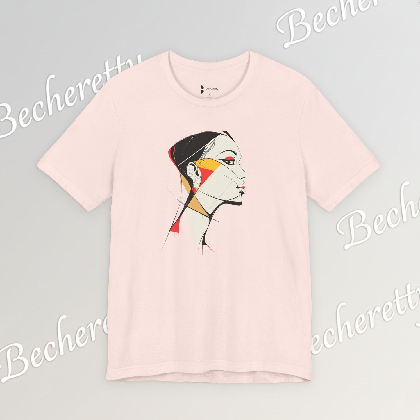 Abstract Profile Art Tee Becheretty — Minimal Geometric Woman Portrait T-Shirt