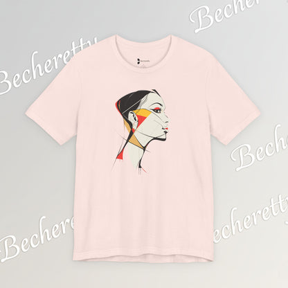 Abstract Profile Art Tee Becheretty — Minimal Geometric Woman Portrait T-Shirt