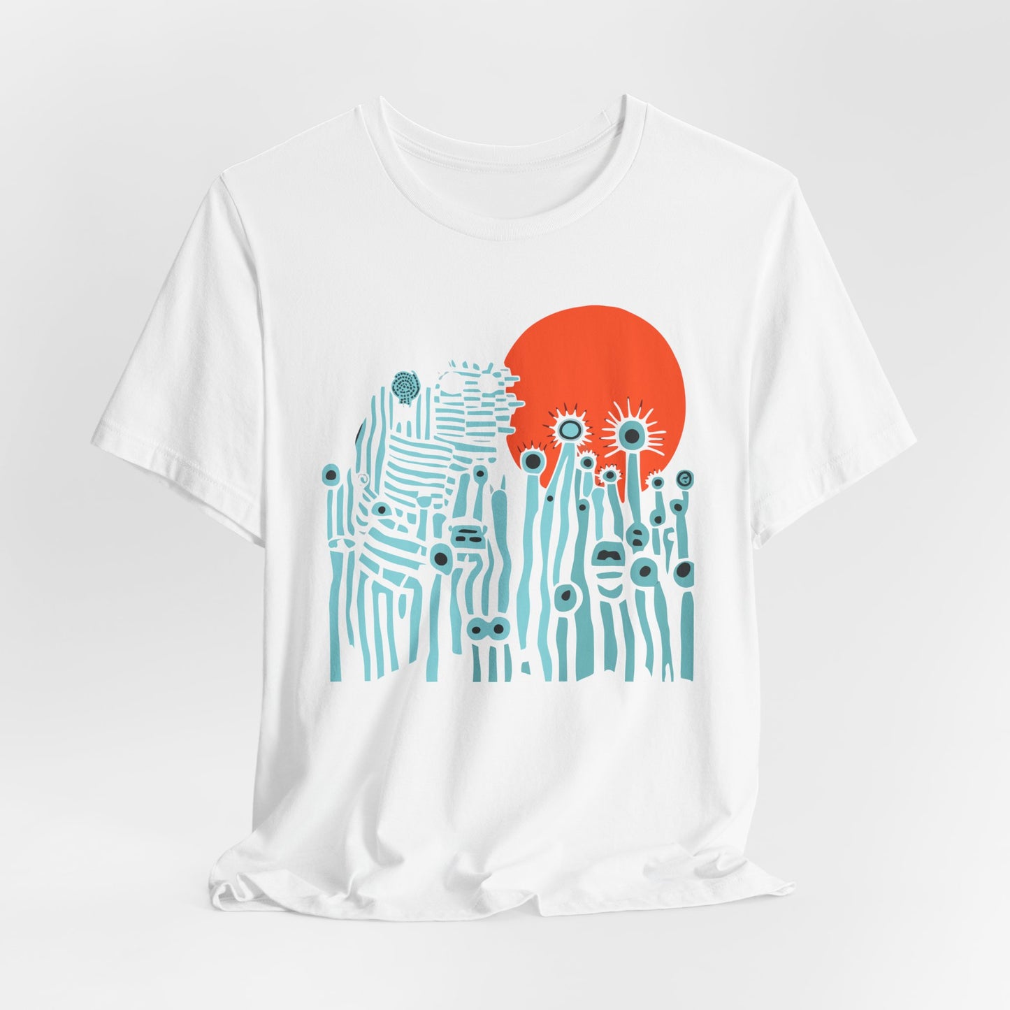 Sunset Wildflowers T-Shirt — Minimal Floral Graphic Tee - Playful statement - Wearable Art