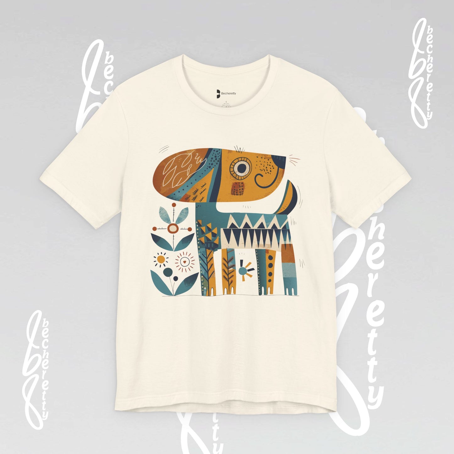 Abstract Guardian Folk Art Dog T-Shirt — Modern Canine Lover Gift
