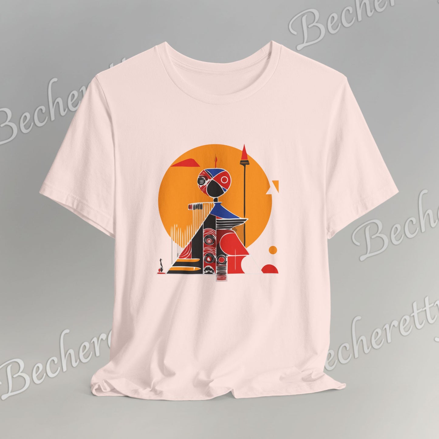 "Solar Guardian" Short Sleeve Becheretty T-shirt - Casual - Wear the strength of the sun and the precision of the spear