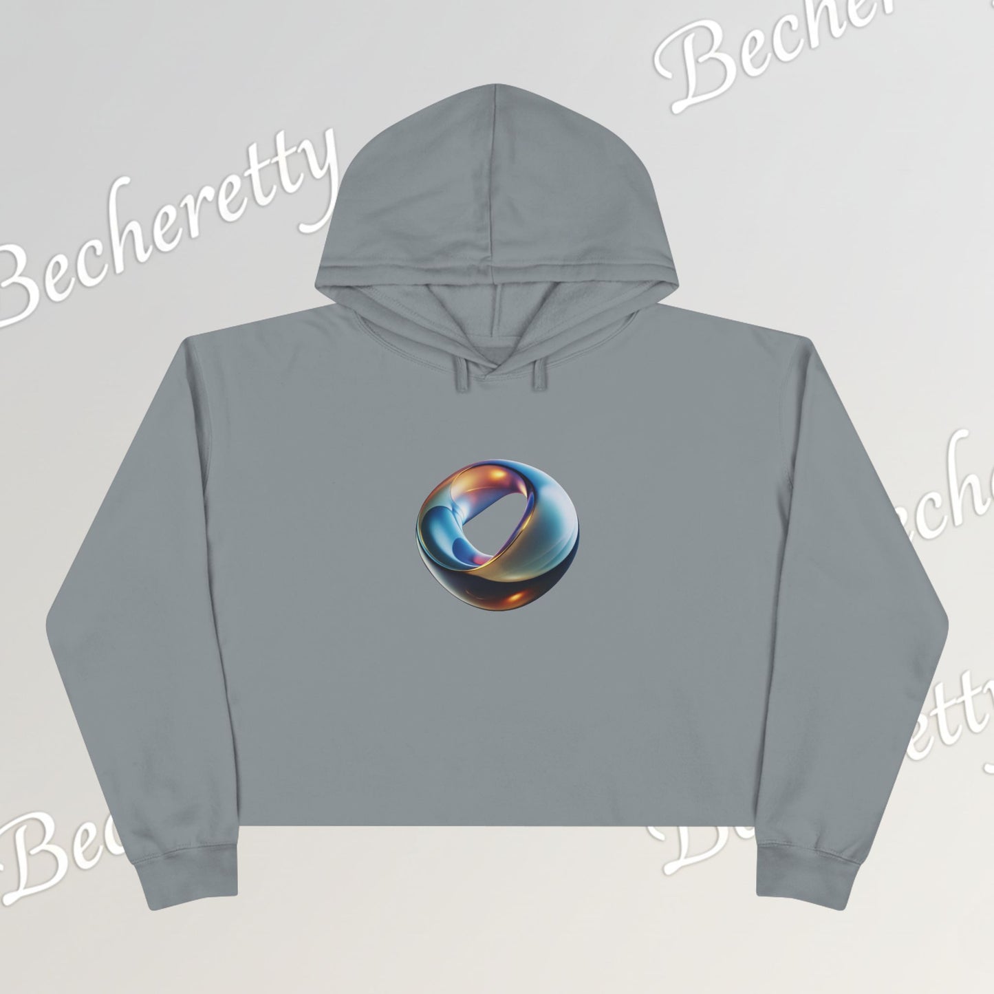 Crop Hoodie "Futuristic Ring" Art Graphic Becheretty - Stylish Women's Hoodie, Trendy Fashion Sweater, Unique Gift for Her