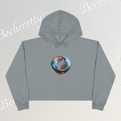 Crop Hoodie "Futuristic Ring" Art Graphic Becheretty - Stylish Women's Hoodie, Trendy Fashion Sweater, Unique Gift for Her
