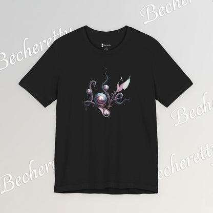 Love Script Tee - Romantic Floral Typography T-Shirt - Art Graphic Becheretty - Ideal gift for your loved one