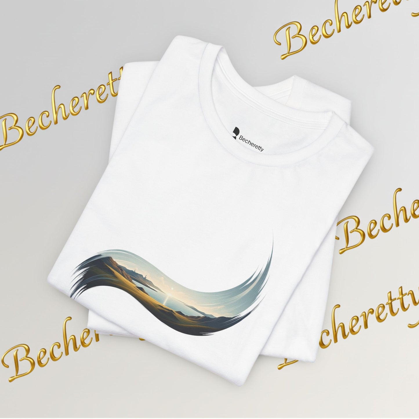 Abstract Wave Tee — Minimal Coastal Brushstroke T-Shirt Becheretty - Ideal Gift - Original Design