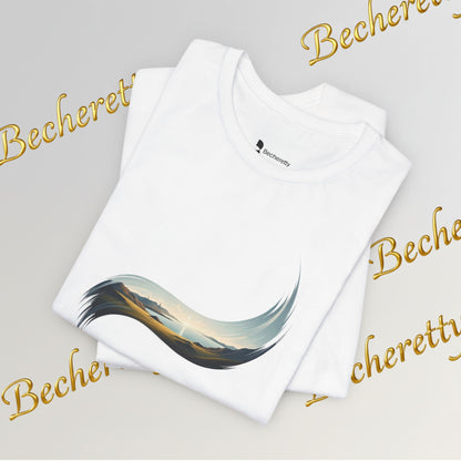 Abstract Wave Tee — Minimal Coastal Brushstroke T-Shirt Becheretty - Ideal Gift - Original Design