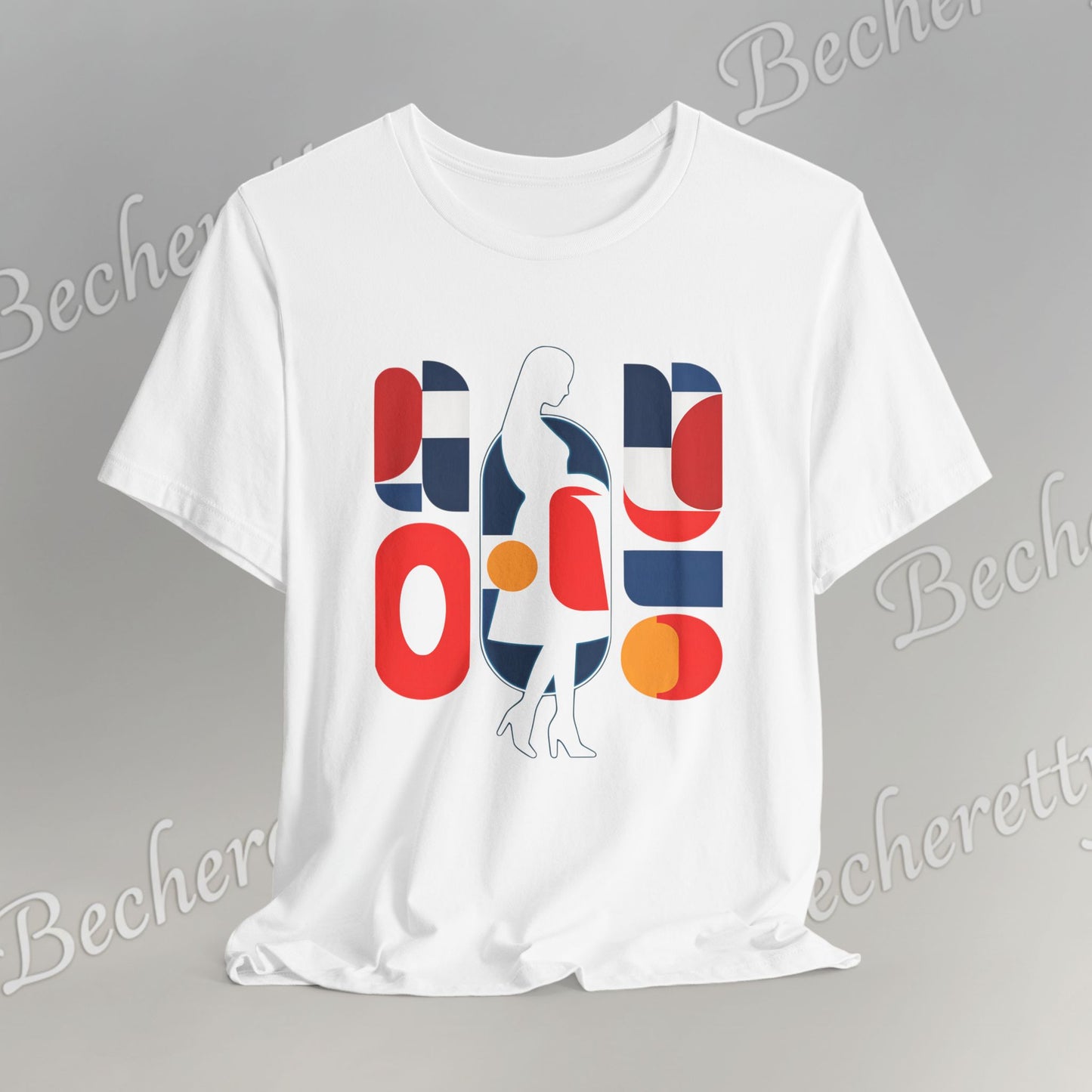 Luminous Silhouette T-Shirt - Bauhaus-inspired geometric shapes - Art Graphic Minimalist Becheretty