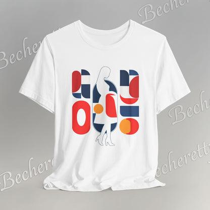 Luminous Silhouette T-Shirt - Bauhaus-inspired geometric shapes - Art Graphic Minimalist Becheretty