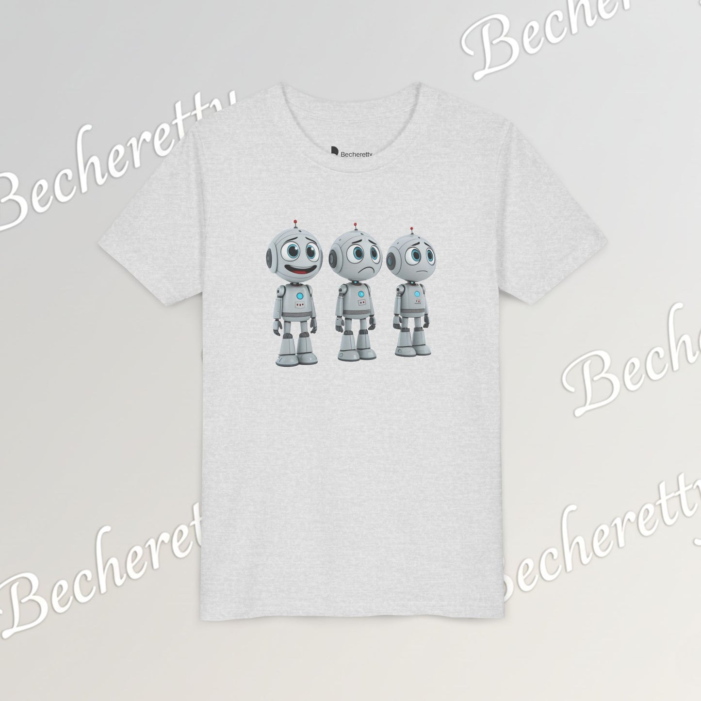 Youth T-Shirt  "Three Funny Kid Robots" Art Graphic Becheretty - Perfect for expressing your daily mood without saying a word