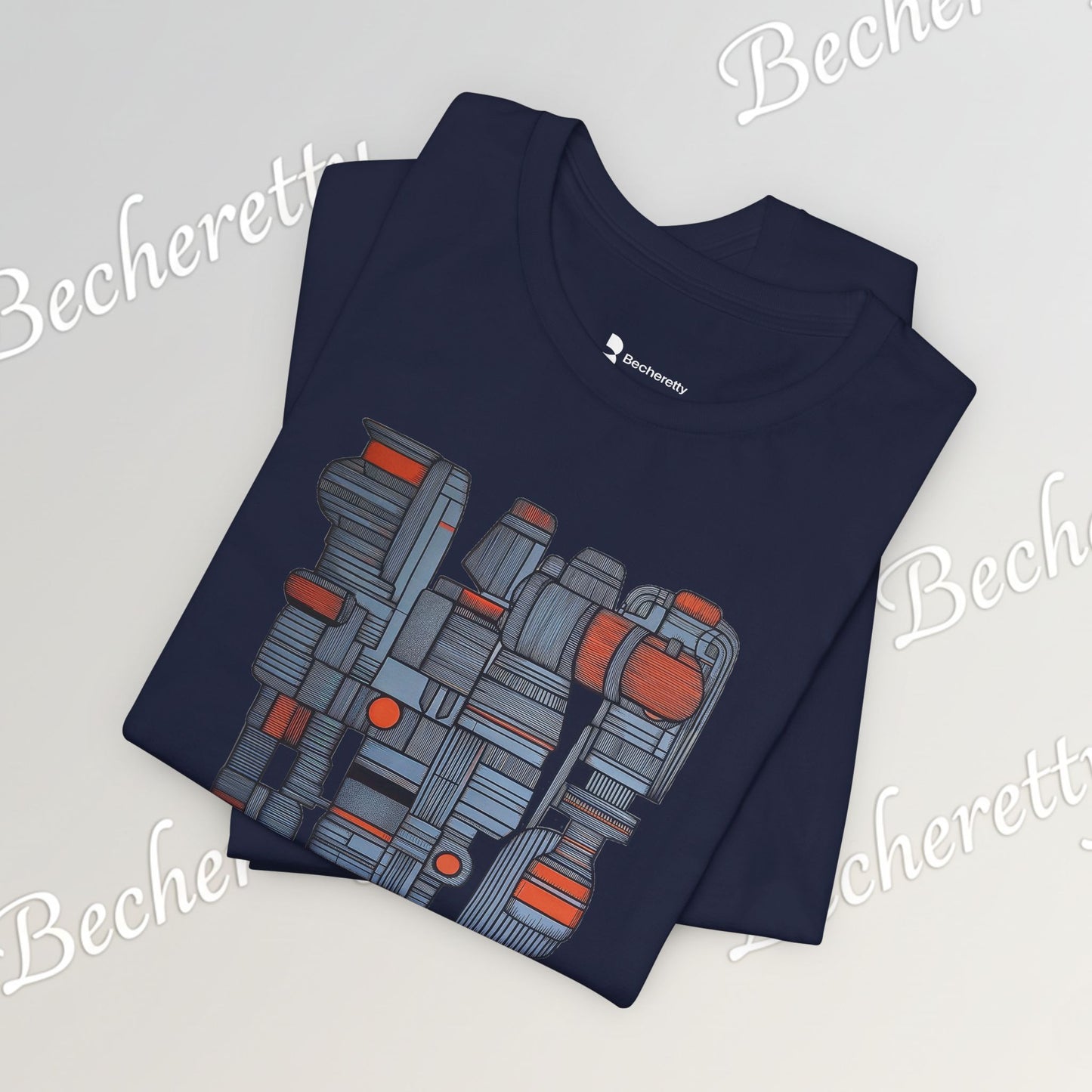 Abstract figurative illustration T-Shirt Becheretty - Geometric, totem-inspired composition - Wearable Art