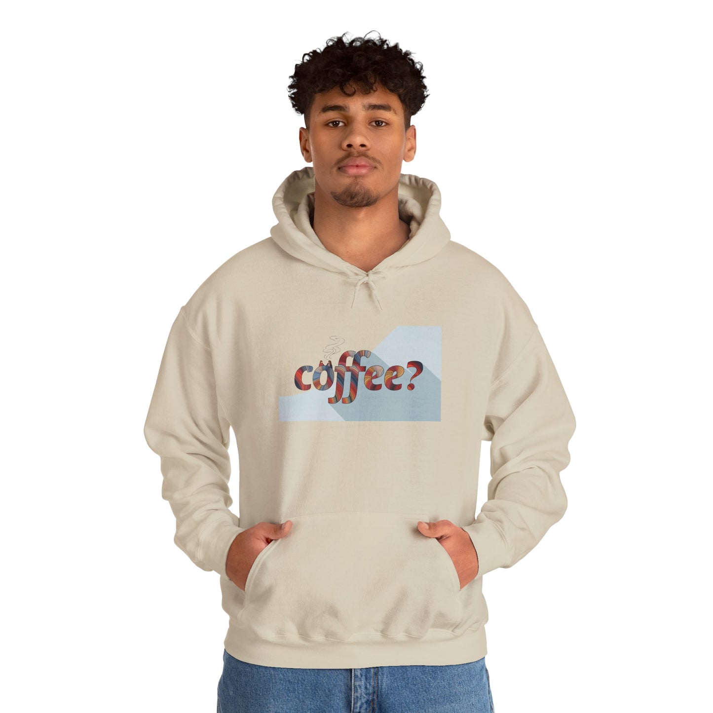 Coffee? "Cozy Questions" Patterned Coffee Hoodie - Art Minimalist Becheretty - Coffee Lover Sweatshirt