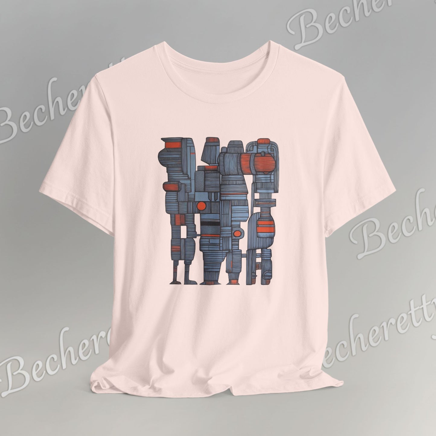 Abstract figurative illustration T-Shirt Becheretty - Geometric, totem-inspired composition - Wearable Art